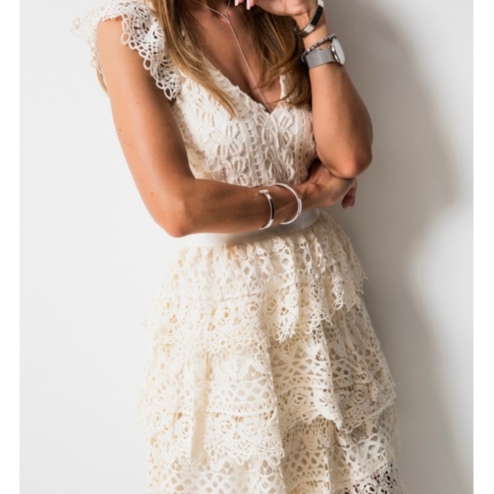 Lily Mcbee Cream Lace Dress Size S wedding guest dress